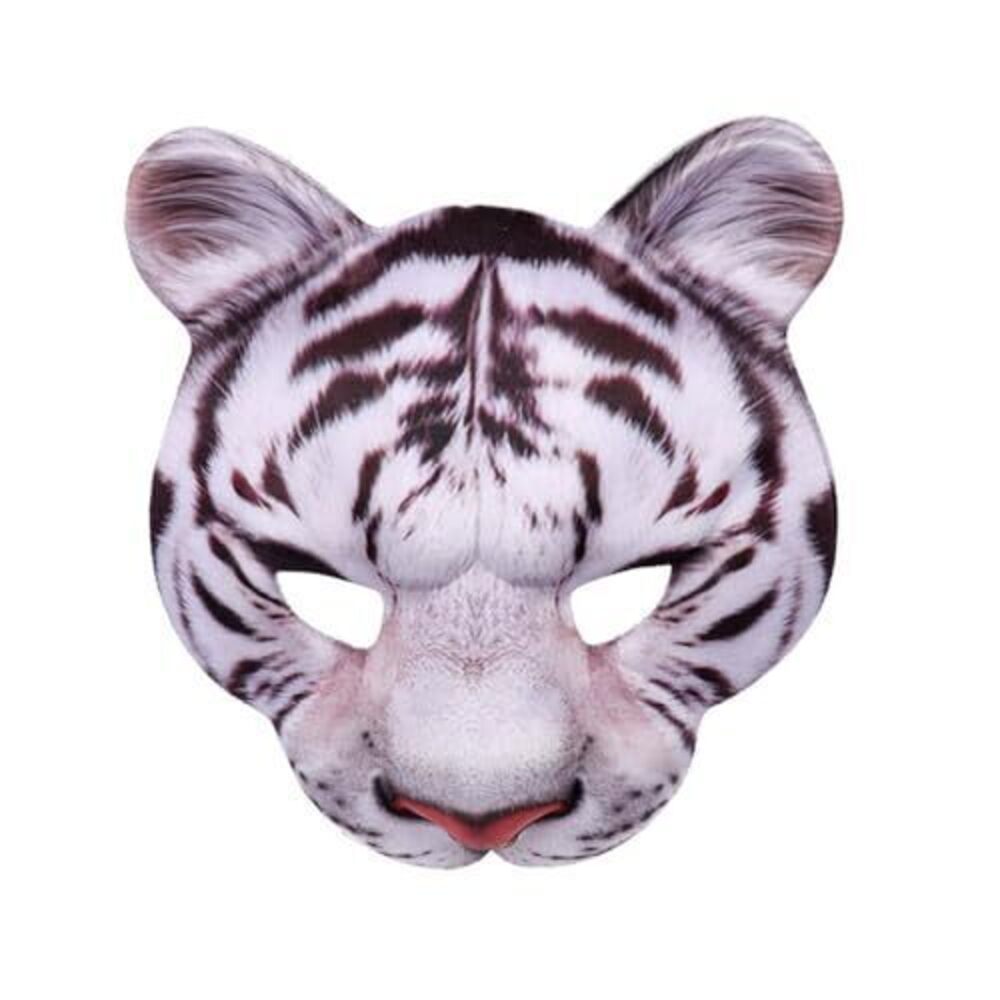 4990 Animals Dressed up Half Face Tiger Mask White